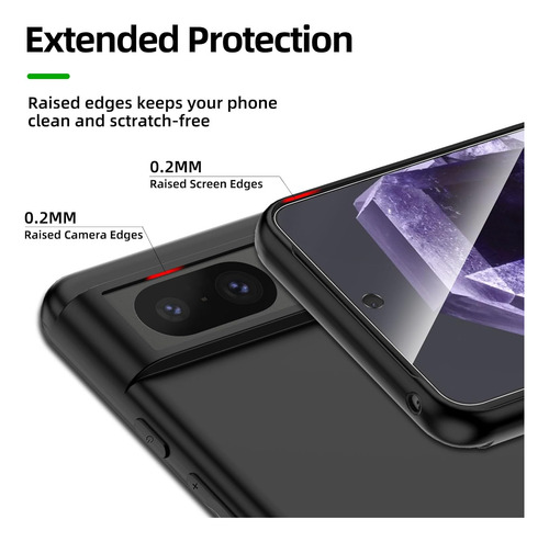 Funda Silicona Líquida Tpu Carcasa Para Google Pixel 8+mica Negro Google Pixel 8