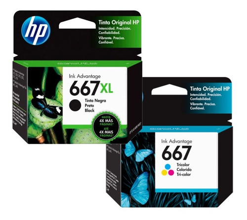 Imagen 9 de 10 de Combo Hp 667 Negro Xl + 667 Color Original Caja Cerrada