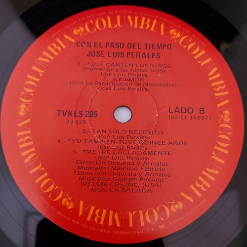 Jose Luis Perales - Con El Paso Del Tiempo Lp