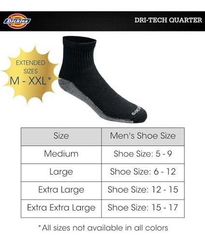 Dickies Calcetines Cuartos De Control De Humedad Dri-tech Gr