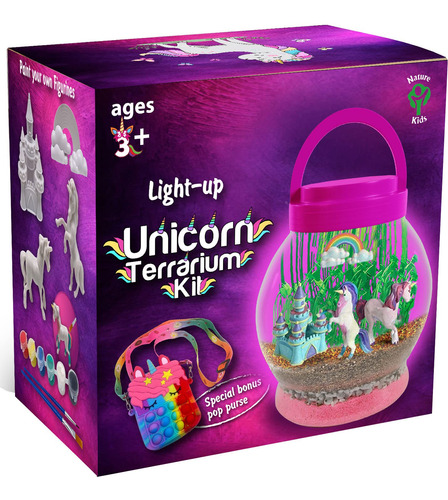 Kit De Terrario De Unicornio Iluminado Para Ninos, Regalos D