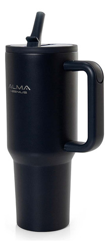 Copo Térmico Com Canudo Inox Noah 1200ml Preto Alma Genius
