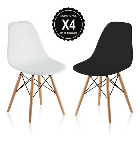 Imagen 6 de 10 de Sillas Eames Patas De Madera 4 Gardenlife Reforzadas Living