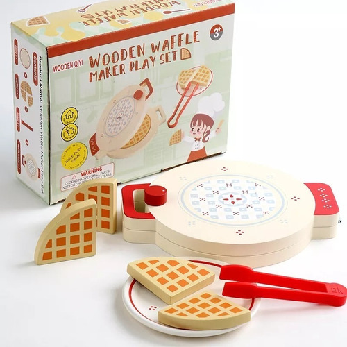 Imagen 2 de 7 de Set Para Hacer Waffle Juguete De Madera Didáctico Montessori