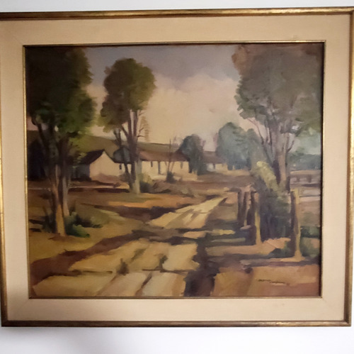 Cristina Guasque Cuadro Pintura Oleo Ranchos Arboles (Usado)