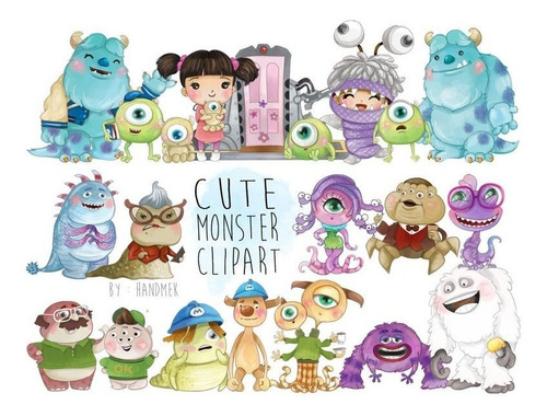 Kit Imagenes Png Cliparts Monster Inc Acuarela