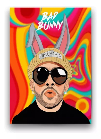 Póster Papel Fotográfico Bad Bunny Artista Cuarto Sala 45x30
