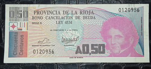Billete Bono La Rioja 50 Centavos De Australes 1985 (Usado)
