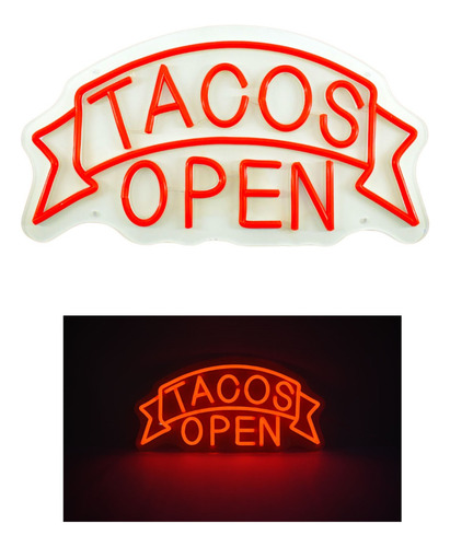 Letrero Neon Tacos Iluminacion Decoracion Casa Bar Local Led