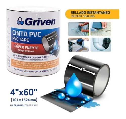 Cinta Impermeable Pvc Extrafuerte Sellado Instantaneo Griven