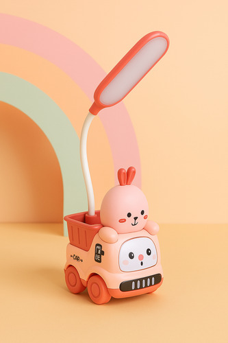Lampara Led Luz De Noche Infantil Recargable Velador Camion Rosa