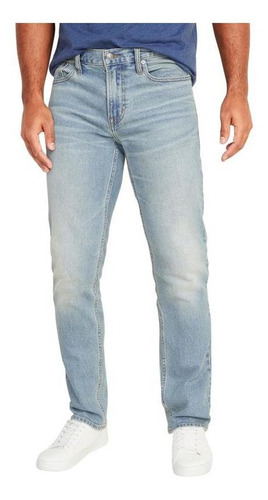 Jeans Hombre Old Navy Straight 5 Bolsillos Celeste