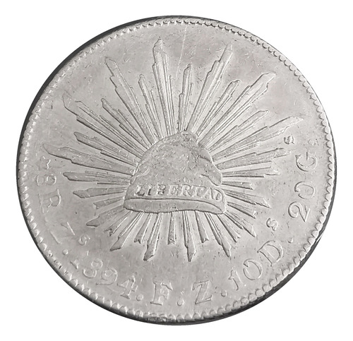 Moneda Original 8 Reales Plata 1894 Zacatecas Zs Fz