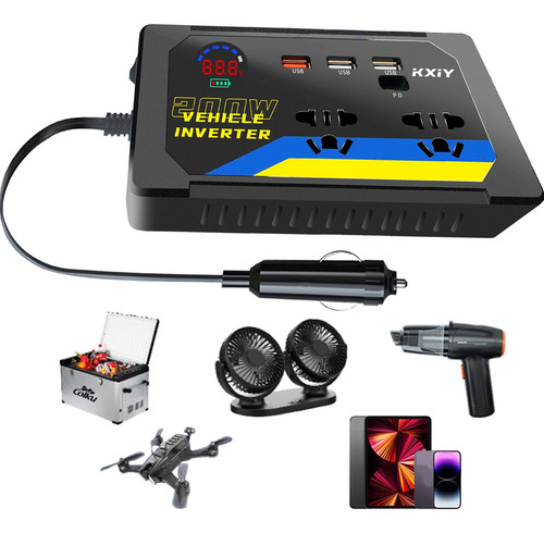 Inversor Corriente Auto 200w Portátil 12v A 110v Convertidor