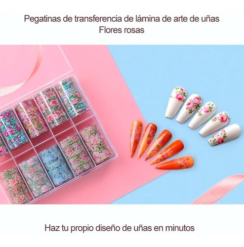 10 Foil Papel Transfer Flores Decoración De Uñas Flores