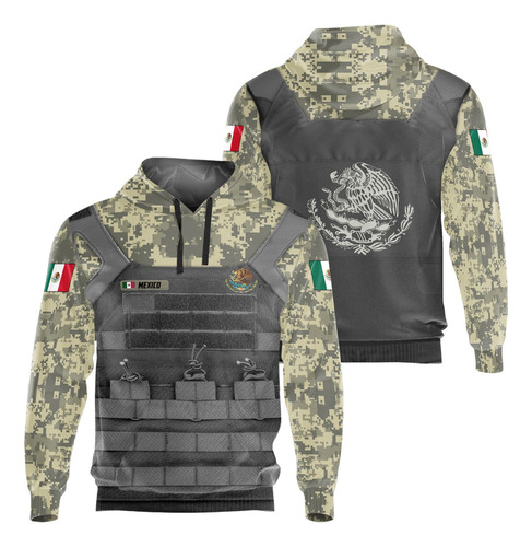 Lt Chamarra Mexicana Estilo Camuflaje, Sudadera Con Capucha