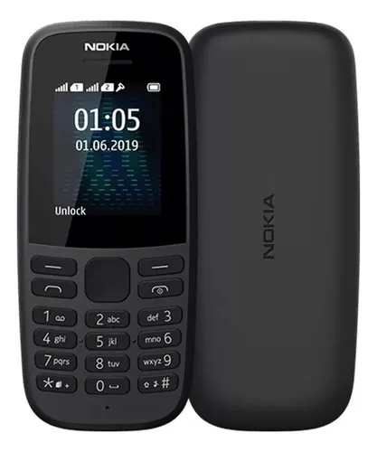 Teléfono celular Nokia Dual Sim para personas mayores de 15 horas con radio MP3 y linterna negra