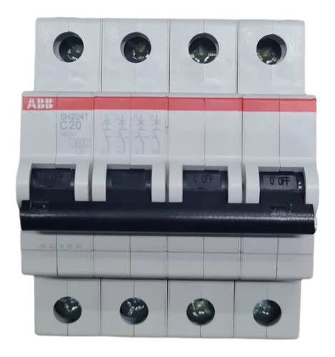 Pastilla Interruptor 4 Polos Abb Sh204t-c20, 20a, L1-l2-l3+n