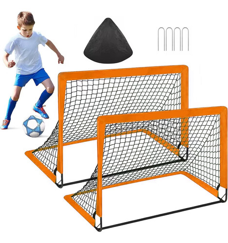 Kit 2 Porterías Fútbol Para Niños Plegables C/bolsa 120×90cm