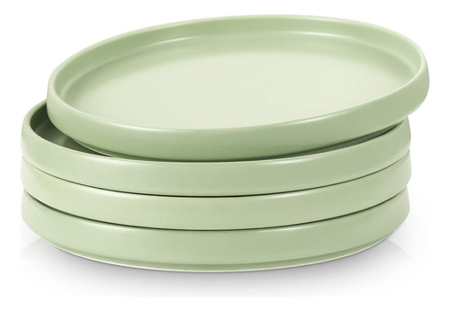 Platos Planos Stone Lain Juego De 6 Piezas, Porcelana, Verde