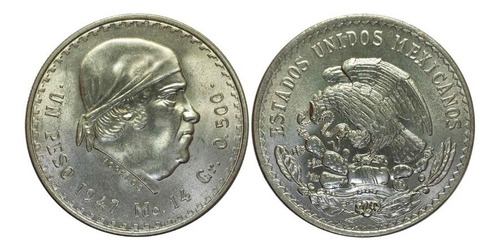 Moneda 1 Peso Morelos 1948 O 1947 De Plata Ley 0.500 