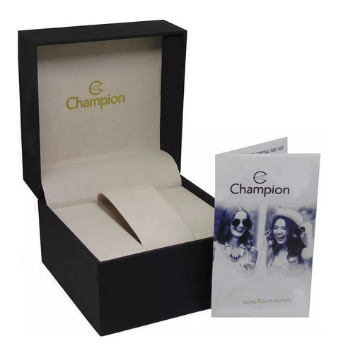 Relógio Champion Unissex Prata Pulseira Preta Ca20447q