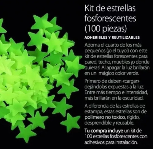 100 Estrellas Pared Stickers Fluorescentes Fosforescentes