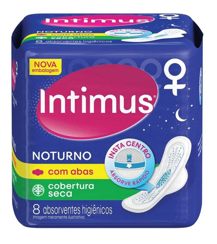 Absorvente Intimus Noturno Com Abas Cobertura Seca 8 Und
