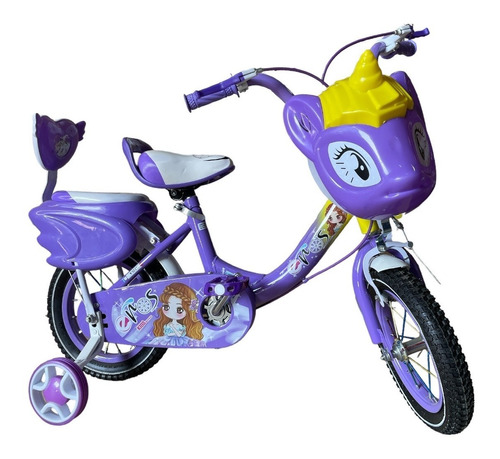 Bicicleta Infantil Unicornio Aro 12  Con Rueda Aprendizaje 