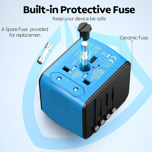 Cargador Adaptador Universal De Viaje Global Con 4 Usb