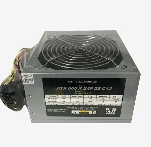 Fuente 600w Brb Cooler 12. En Caja. Cable Power. Nuevas