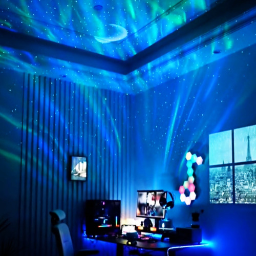 Proyector Luces Nocturnas Aurora Boreal Con Música Amazon