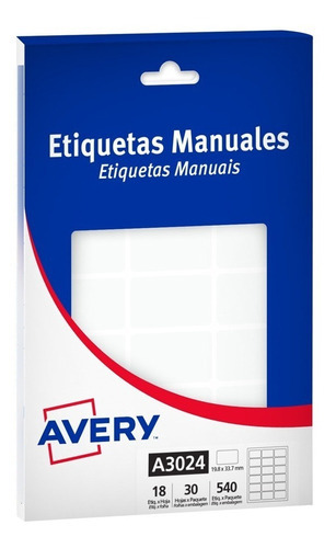 Imagen 1 de 1 de Etiquetas Avery Multiuso Blancas 19.8x33.7mm A3024