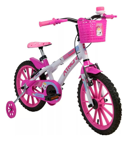 Bicicleta Aro 16 Fem Athor Rosa Com Cestinha E Paralamas