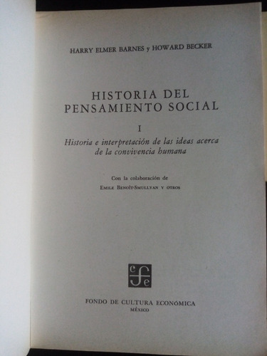 Historia Del Pensamiento Social. Barnes, Becker. Completo 2t