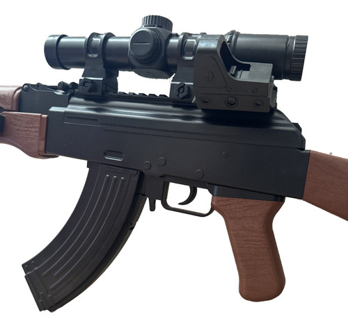 Rifle De Hidrogel Ak-47 Visor Oblicuo + Láser + Telescópica