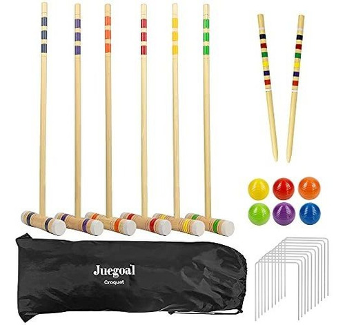 Juego De Croquet Con Mazos De Madera Bolas De Colores Bolsa