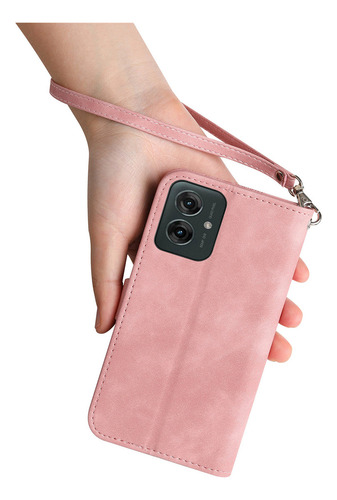 Funda De Piel Sintética Con Estampado De Flores Con Cremallera Para Motorola Book Bag