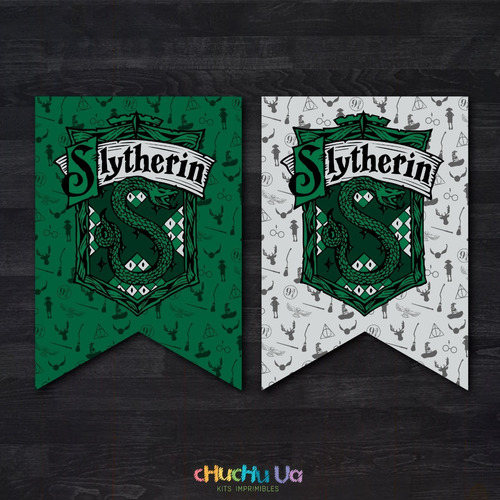 Kit Imprimible Banderines Slytherin, Harry Potter