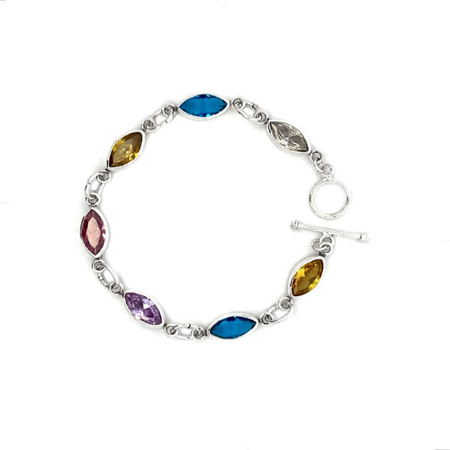 Pulsera De Plata .925 Diseño Elegante De Circonias Agálea Diámetro 0 Cm Largo 18 Cm