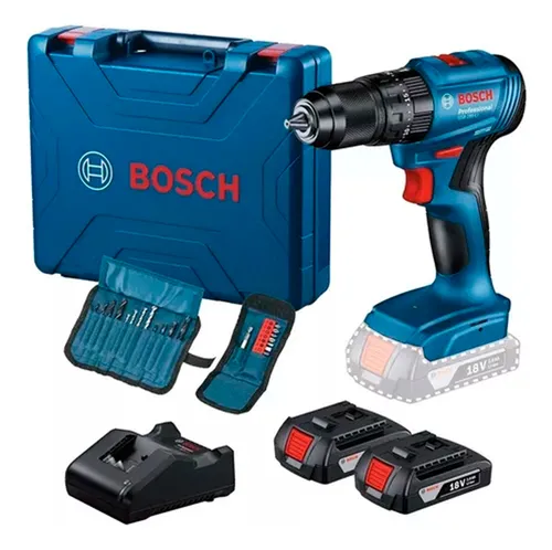 comprar Taladro Percutor Bosch 18v GSB 185-LI 0 601 9K3 1E7 con 2 Baterías más Accesorios Color Azul