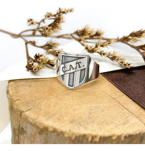 Anillo Escudo Equipo Fútbol Argentina Atlético Tucumán C - Grande Plata 925