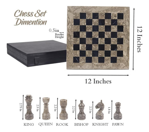 Juego De Ajedrez En Mármol De 30,5 Cm, Elegante Y Único