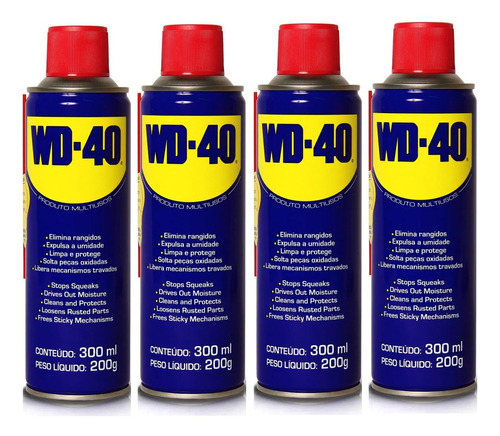 Kit 4 Wd40 Spray Anti-ferrugem 300ml Lubrificante Multi Uso