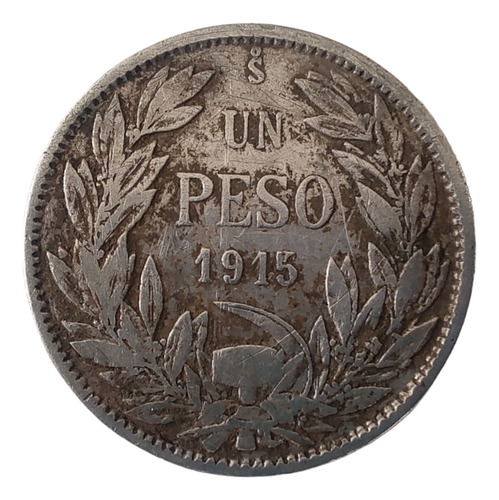 Moneda Chile 1 Peso 1915 Plata 0.72(x1707