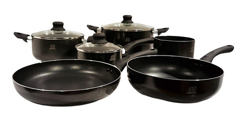 Set Batería De Cocina 9 Piezas Tapa Vidrio Lusqtoff Bcl9-8