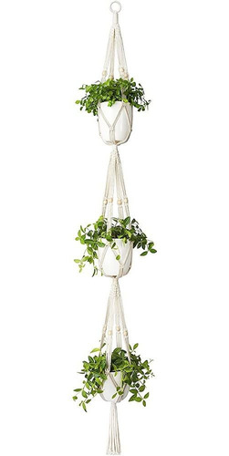 Mkono Macrame Plant Hanger 3 Tier Indoor Outdoor Hanging Pla