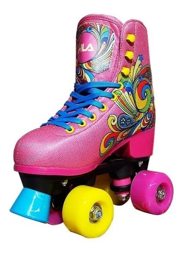 Patines Artisticos Fila Bella Pink Bota 4 Ruedas Con Freno 