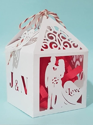 15 Cajas Caladas 10x16cm Boda Personalizadas