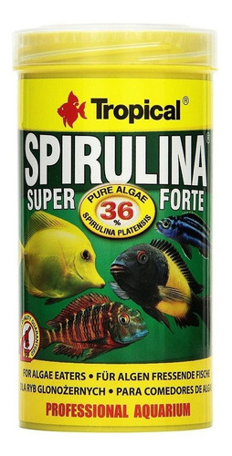 Racao Para Peixe Super Spirulina Forte Tropical 350ml 50g
